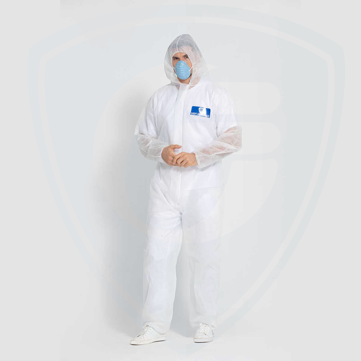 Overol desechable de protección contra el polvo con capucha para productos químicos ligeros de seguridad industrial