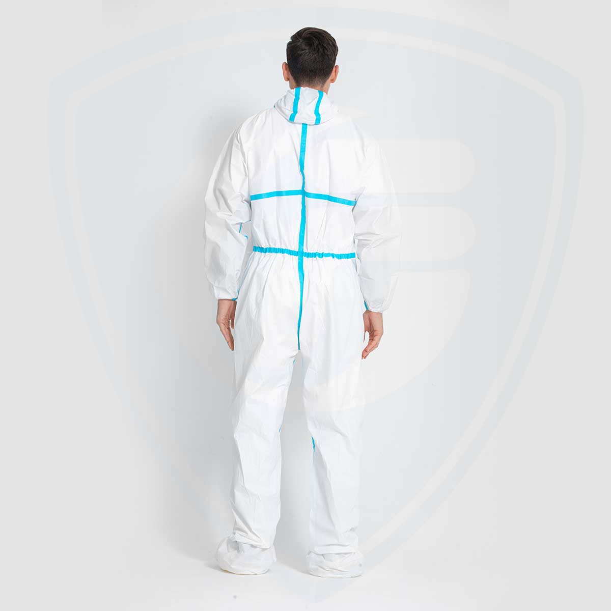 Tipo 4/5/6 Overol de protección de seguridad desechable Costuras selladas con cinta azul