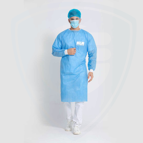 Bata quirúrgica desechable de tela no tejida SMS para protección contra agentes infecciosos