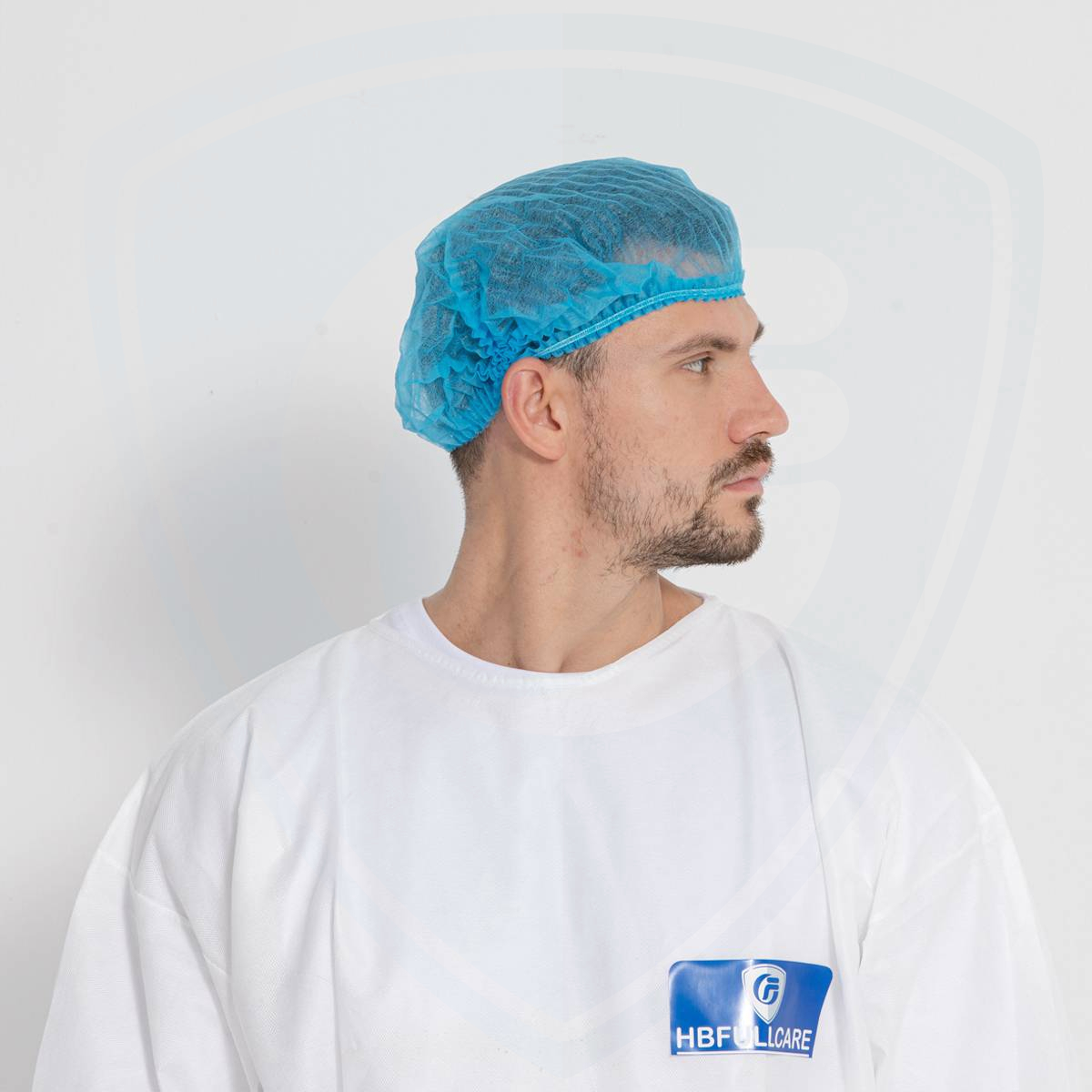 Gorro de fregona desechable ecológico no tejido de color azul para laboratorio
